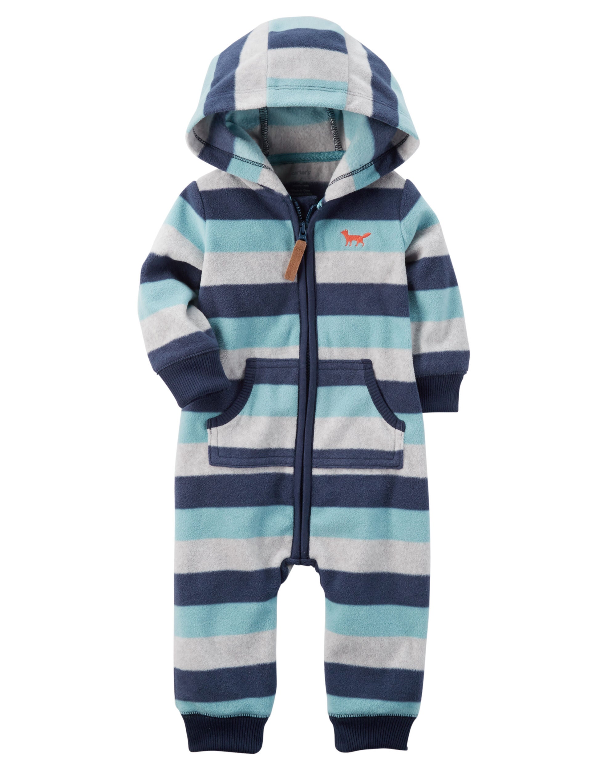 hooded fleece jumpsuit