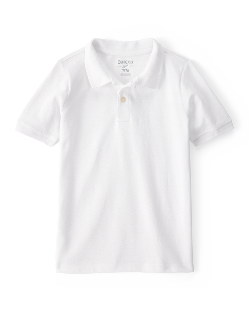 Kid White Piqué Polo Shirt, image 1 of 3 slides