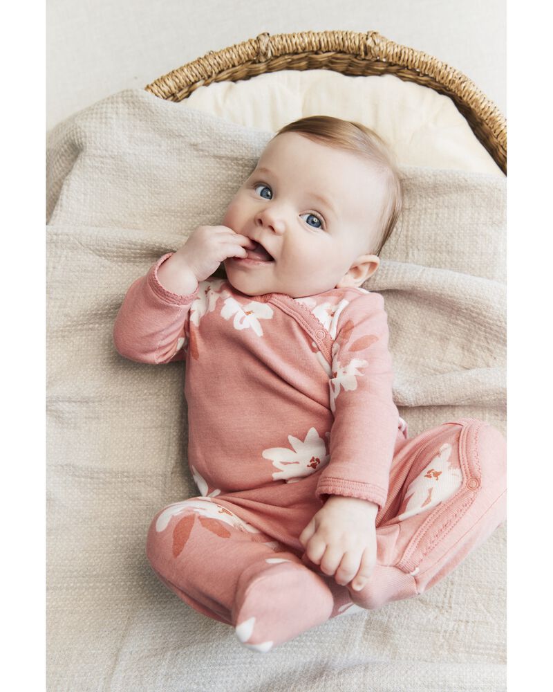 Baby 2-Piece Floral Sleep & Play Pajamas and Cap Set, image 2 of 4 slides