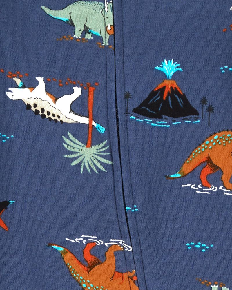 Baby Dinosaurs 2-Way Zip Cotton Sleep & Play Pajamas, image 2 of 3 slides