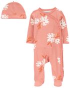 Baby 2-Piece Floral Sleep & Play Pajamas and Cap Set, image 1 of 4 slides