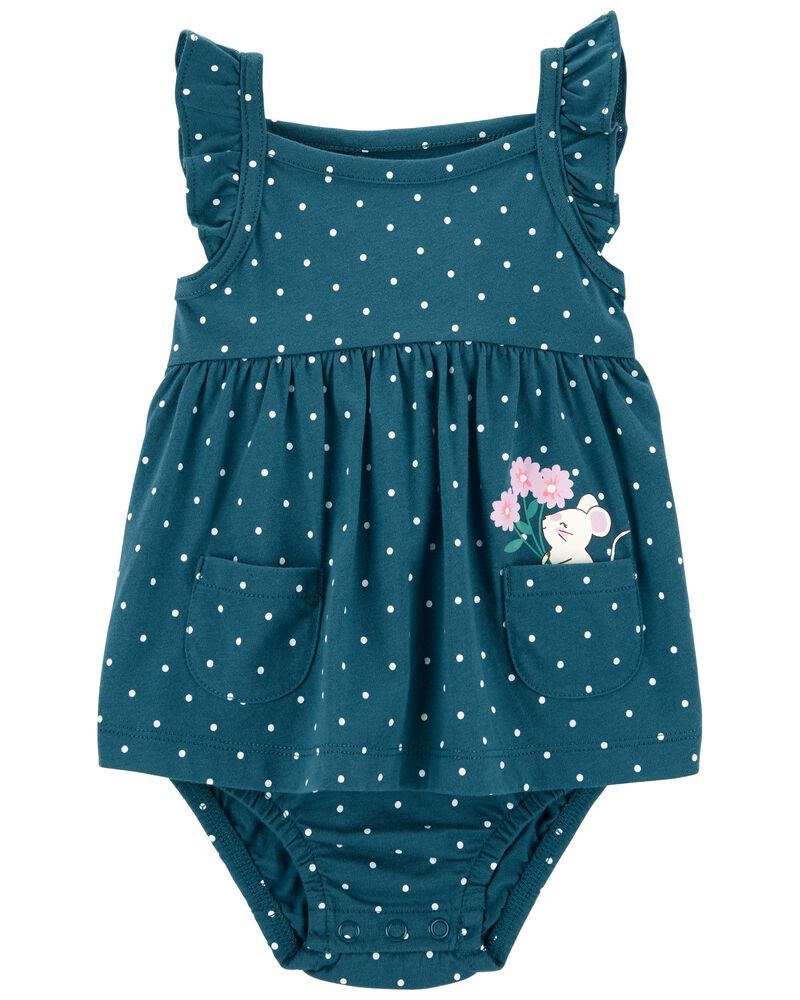 Baby Polka Dot Bodysuit Dress, image 1 of 3 slides