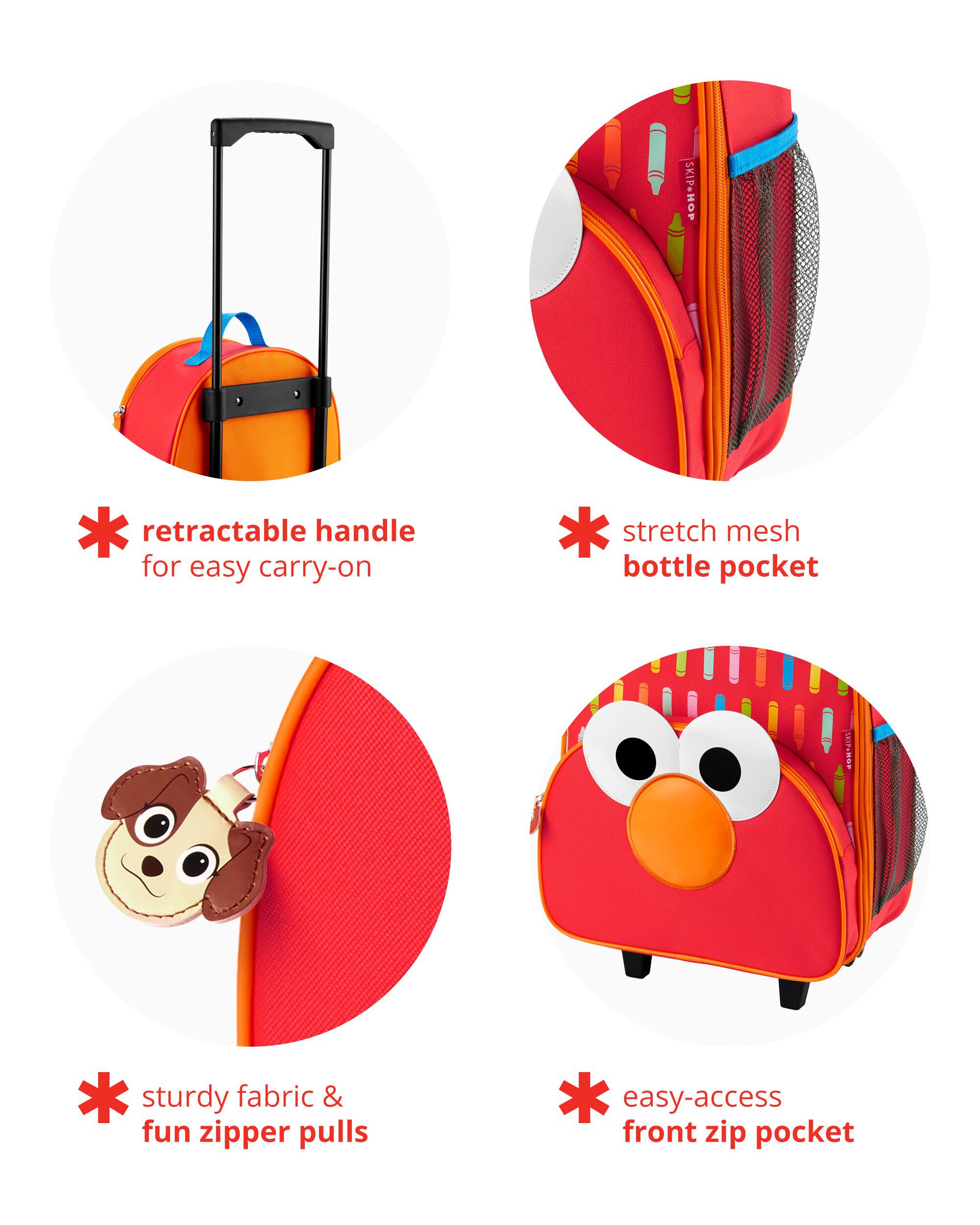 Sesame Street Toddler Kids Carry-On Rolling Luggage - Elmo, image 3 of 7 slides