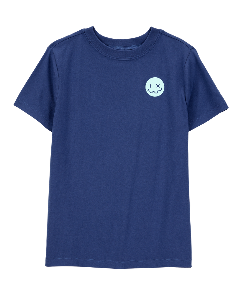 Kid Smiley Face Short-Sleeve Graphic Tee - Navy, image 1 of 5 slides