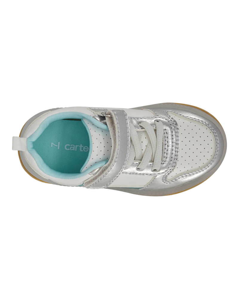 Toddler Light Up Metallic Sneakers - Silver/Aqua, image 5 of 8 slides