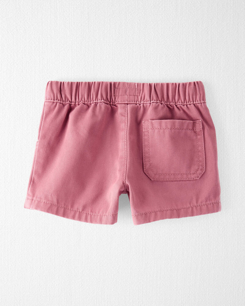 Baby Organic Cotton Drawstring Shorts in Dark Blush, image 2 of 4 slides
