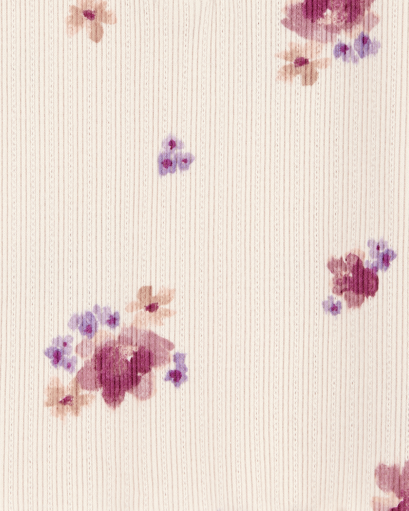 Baby Rib Floral Print Tank Top - Ivory, image 2 of 3 slides