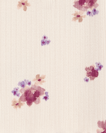 Baby Rib Floral Print Tank Top - Ivory, 