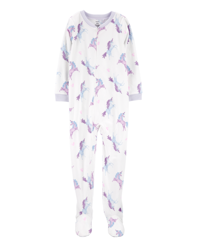 Kid 1-Piece Unicorn Fleece Footie Pajamas, image 1 of 3 slides