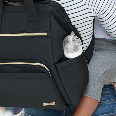 Black Mainframe Wide Open Backpack Diaper Bag