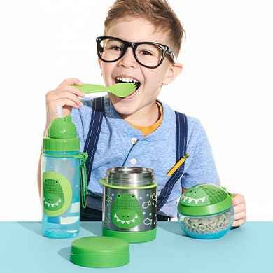 Green Zoo Little Kid Backpack & Straw Bottle Set - Crocodile