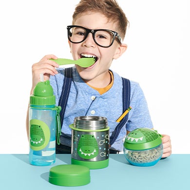 Green Zoo Little Kid Backpack & Straw Bottle Set - Crocodile